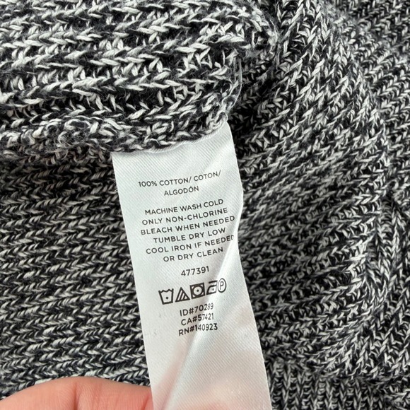 LOFT Marled Knit Sweater with Button Detail Black White Gray Women's Medium - Picture 5 of 7